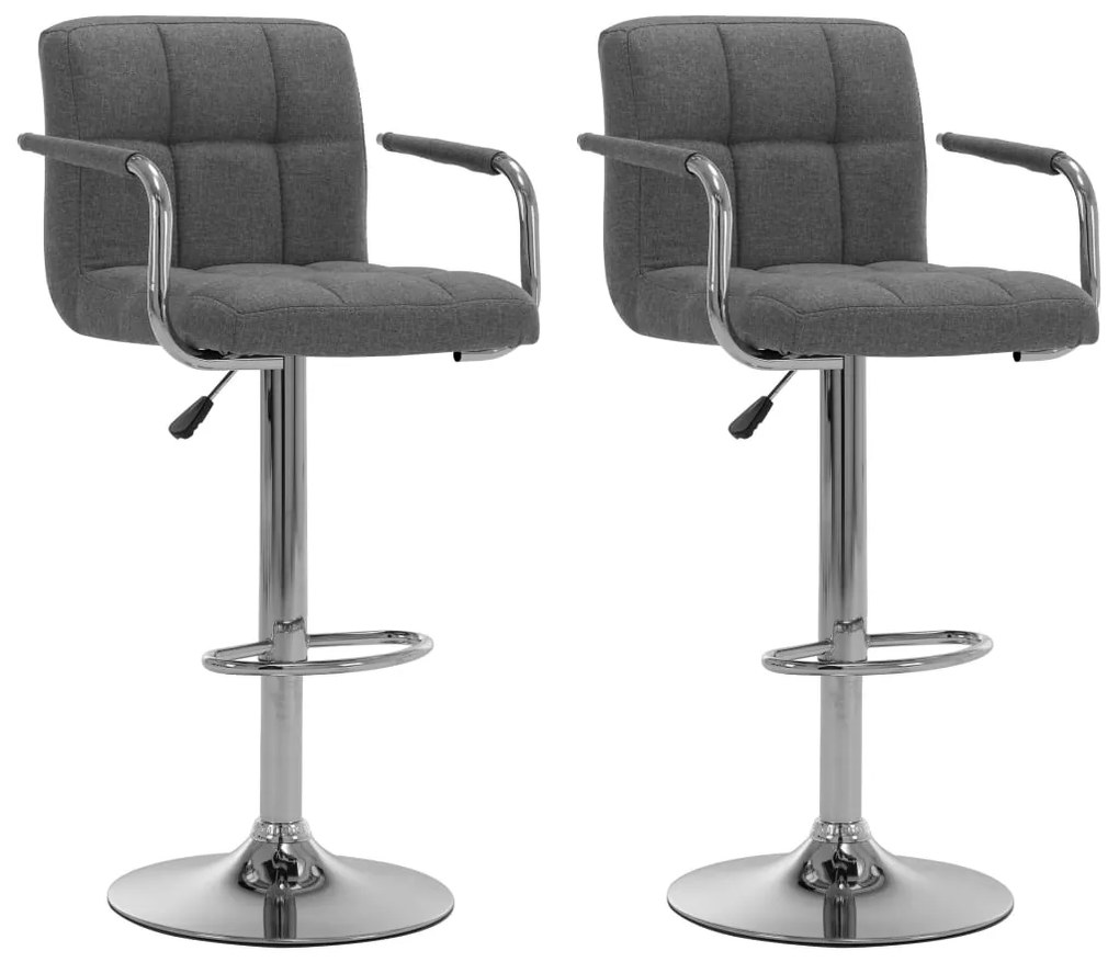 vidaXL Scaune de bar, 2 buc., gri deschis, material textil