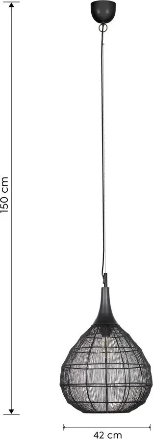 Lustră negru-mat cu abajur din metal Soraya – Trio