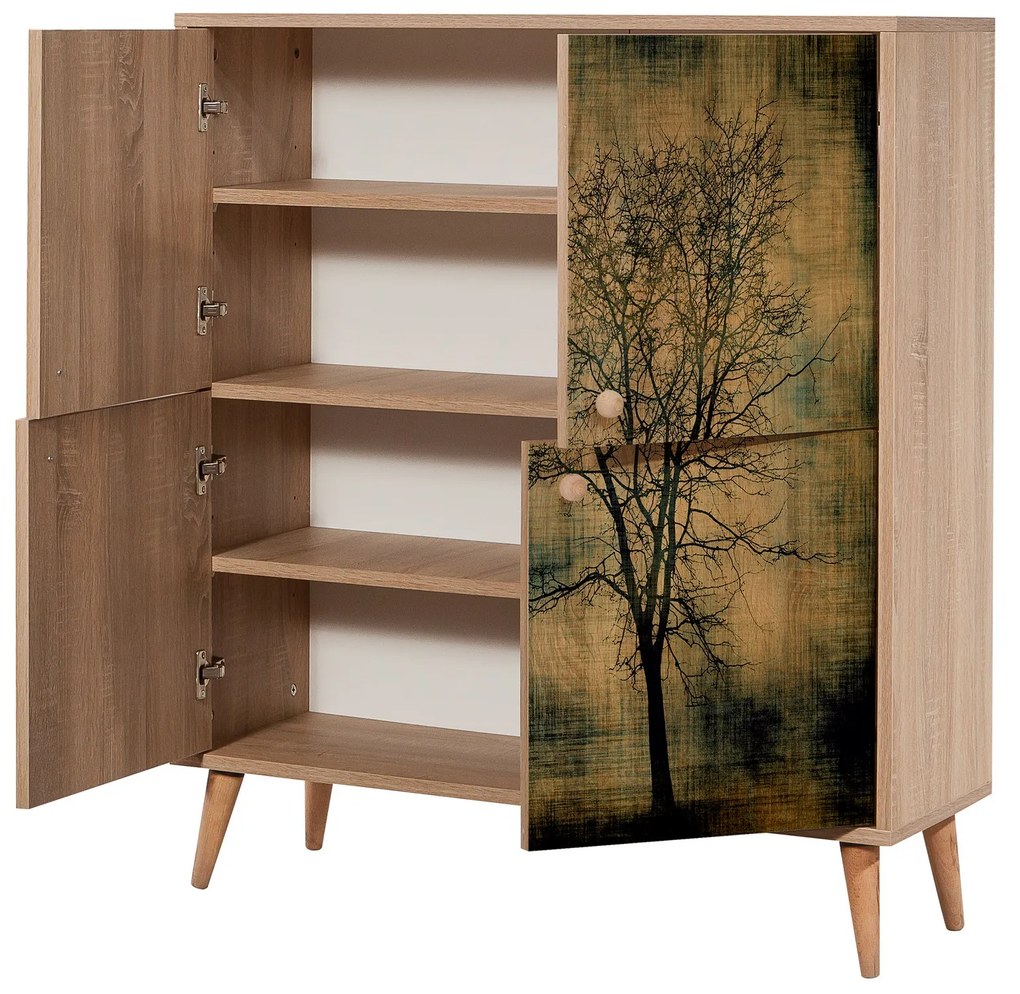 Mobilier pentru hol Maluxe 729 (Stejar sonoma + Verde). 1089063