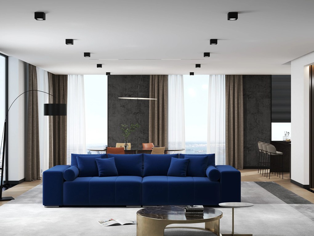 Canapea extensibilă dumonde cu ladă de depozitare si sezut confortabil din spuma high-density, Marbela Royal Blue XXL 295x100 cm