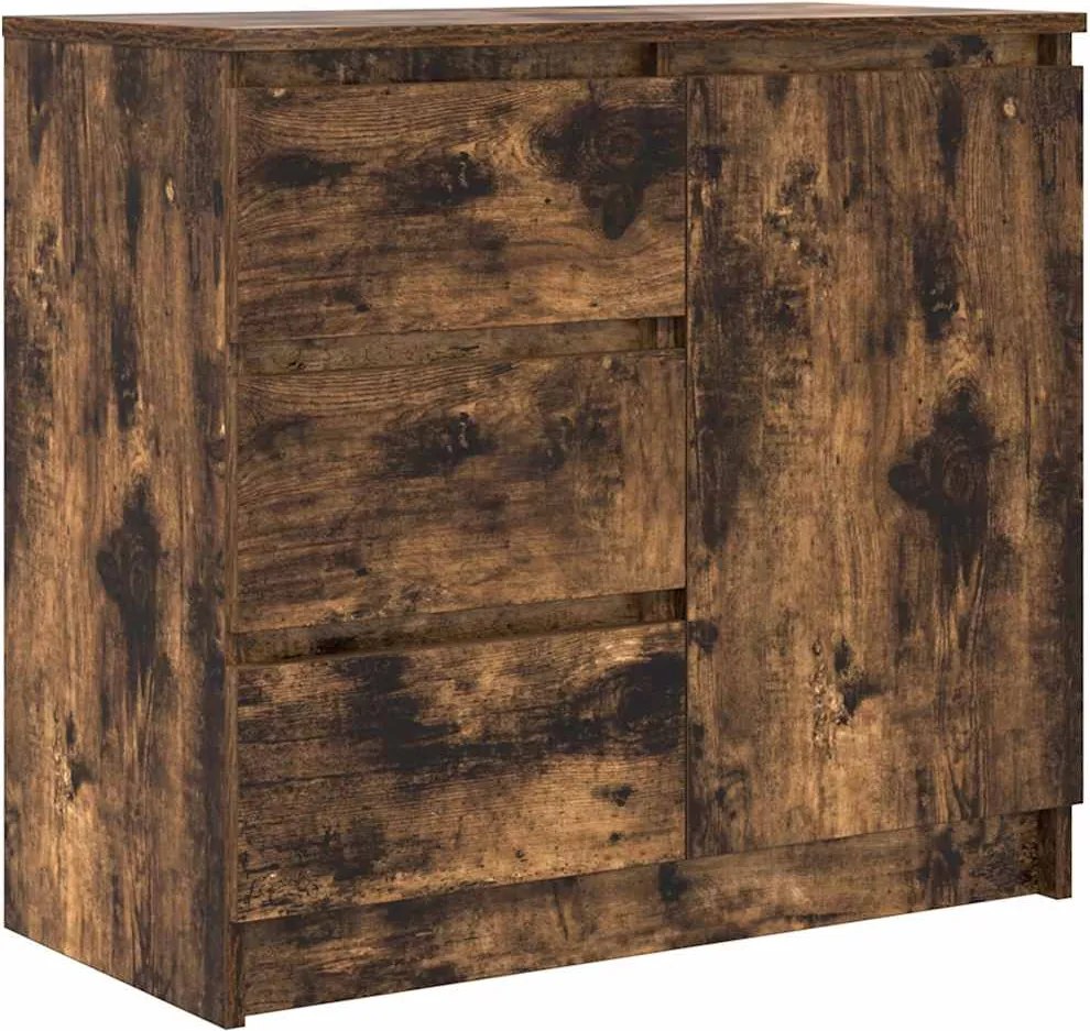 vidaXL Bufetă cu sertar stejar afumat 71x35x65 cm lemn de stratificat