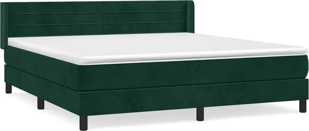 vidaXL Pat box spring cu saltea, verde închis, 160x200 cm, catifea