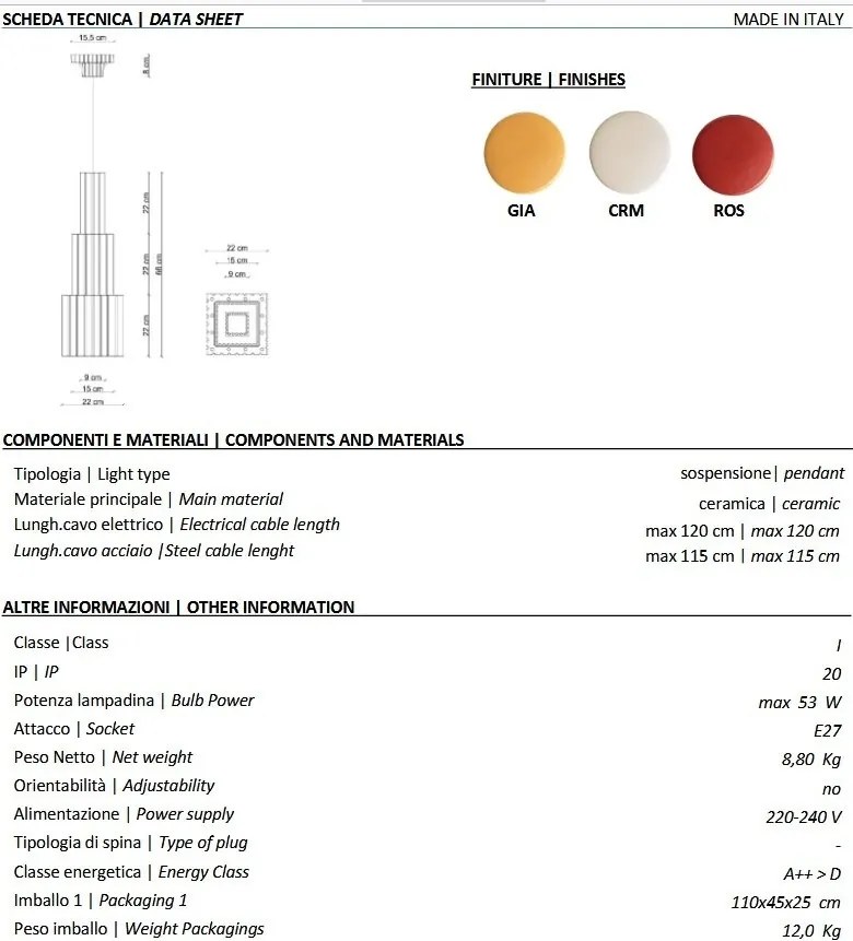 Lustra din ceramica design italian arhitectural Metra