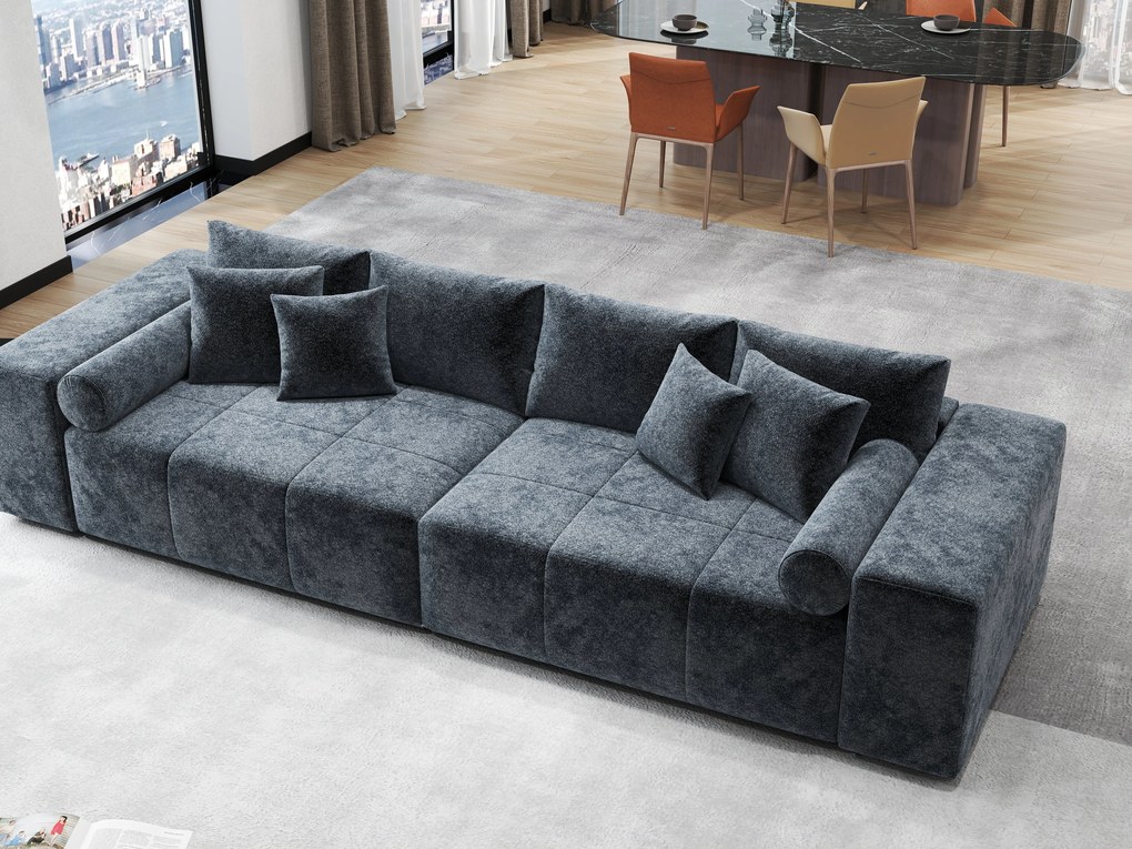 Canapea extensibilă dumonde cu ladă de depozitare si sezut confortabil din spuma high-density, Marbela Euphoria Grafit XXL 295x100 cm