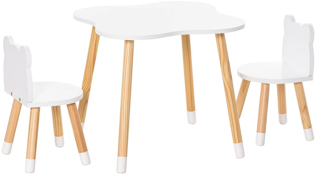 HOMCOM Set de Masă și Scaun din Lemn pentru Copii, Masă de Activități pentru Copii cu Vârsta de 3+ ani, 56x56x50 cm, Gri | Aosom Romania