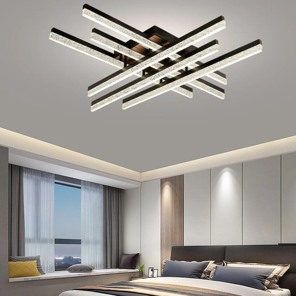 💡 Lustra LED F2818/3+3 BK – Design Geometric, Control Complet