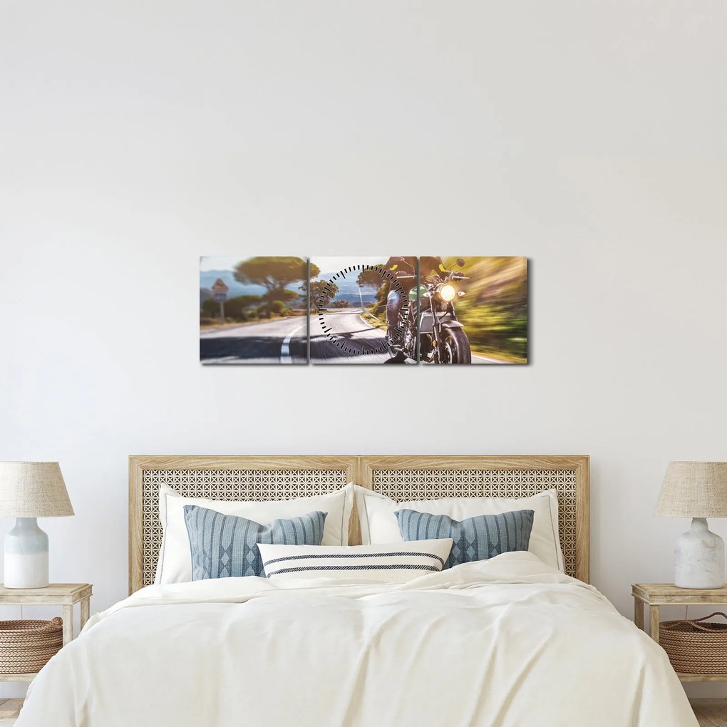 Tablou - Motociclist (cu ceas) (90x30 cm)