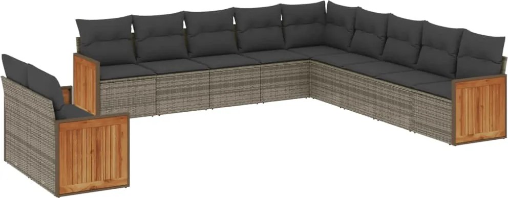 vidaXL Set canapele de grădină cu perne, 11 piese, gri, poliratan