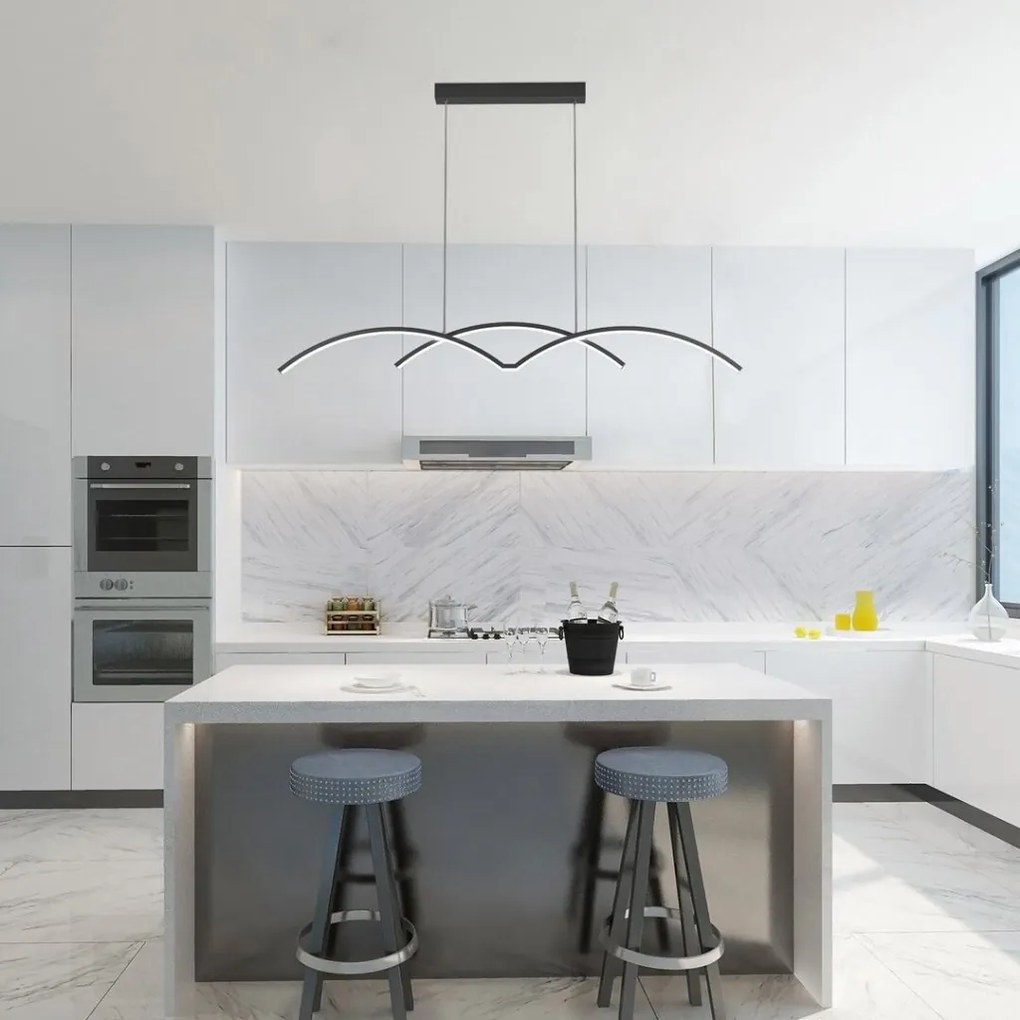 Lustra LED suspendata design modern River negru