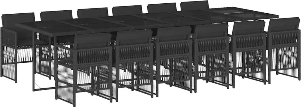 vidaXL Set mobilier de grădină cu perne, 13 piese, negru, poliratan