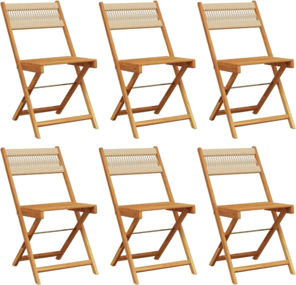 vidaXL Scaune de grădină pliabile, 6 buc., bej, lemn masiv acacia