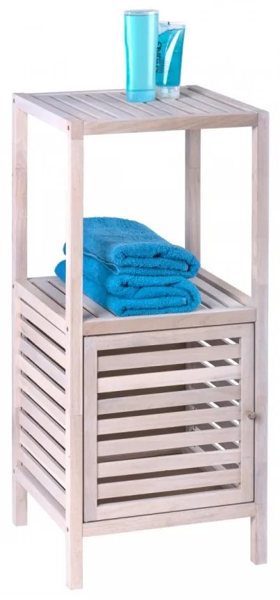 Etajera baie si hol Norway Natural White, Wenko, 3 rafturi, 39.5x86x35.5 cm, lemn de nuc, natur