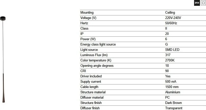 Pendul LED stil minimalist DIANA 40 maro