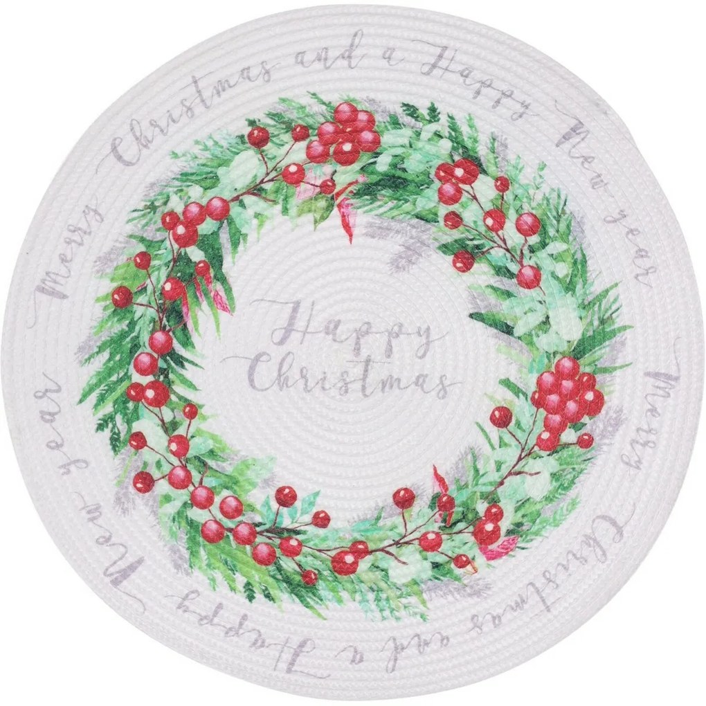 Suport farfurie de Crăciun Happy Christmas, 38 cm