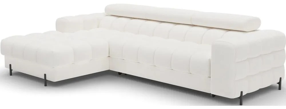 Colțar crem extensibil/cu spațiu de depozitare cu tapițerie din țesătură bouclé (cu colț pe partea stângă/cu șezlong) Felro – ELTAP