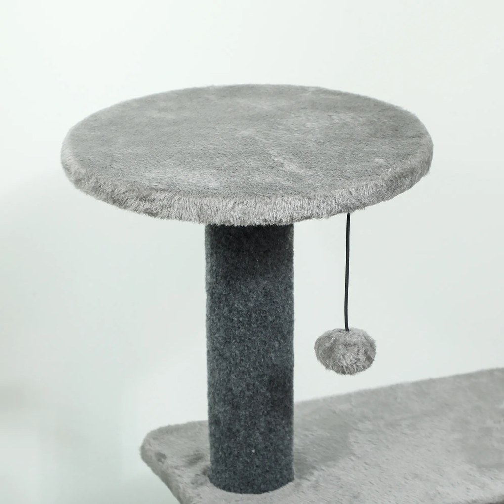 PawHut Ansamblu de joacă pentru pisici, multe niveluri cu stâlpi de sisal și Căsuță, 104cm,  Gri | Aosom Romania