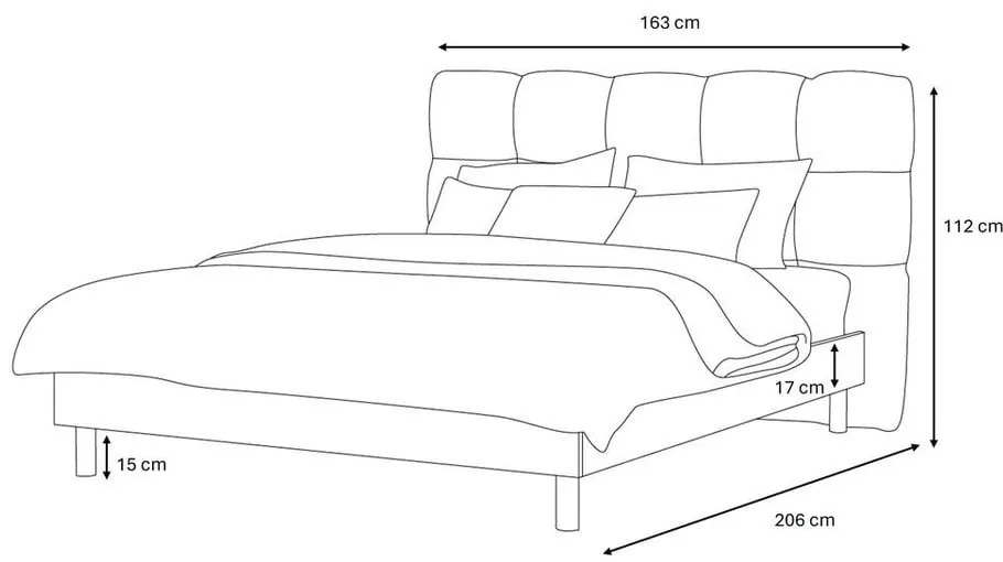 Pat matrimonial bej tapițat cu somieră 140x190 cm Kumo – Bobochic Paris