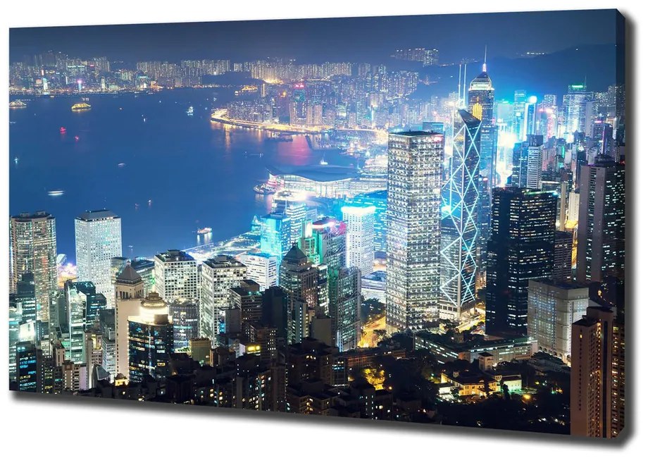 Print pe canvas Hong kong pe timp de noapte