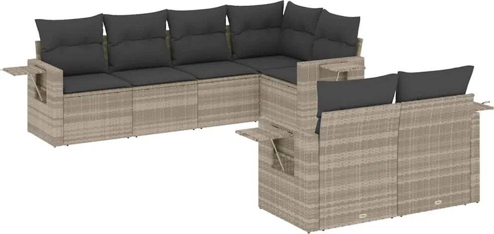 vidaXL Set canapele de grădină cu perne, 7piese gri deschis poliratan