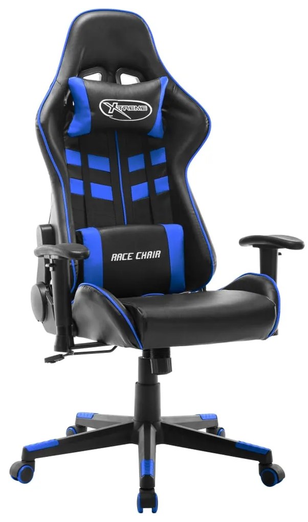 vidaXL Scaun de jocuri, negru și albastru, piele artificială
