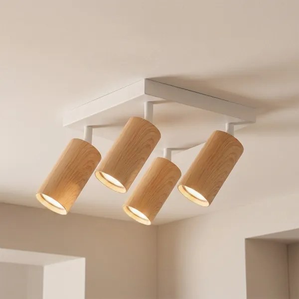 Brilagi - Spot SELE SQUARE 4xGU10/30W/230V alb/decor stejar