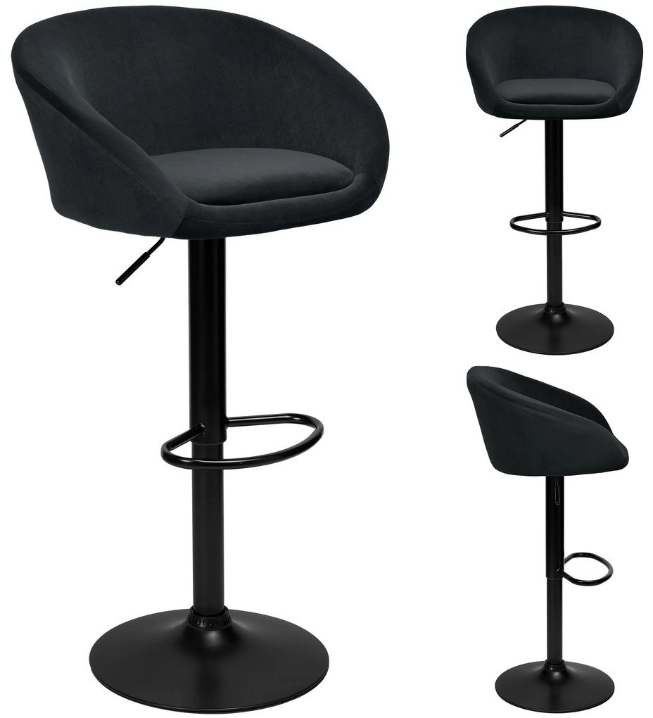 JAKS SCAUN DE BAR PATERSON BLACK VELVET NEGRU