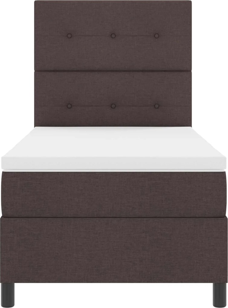 vidaXL Pat cu arcuri cu saltea cu led Maro închis 80 x 200 cm țesătură