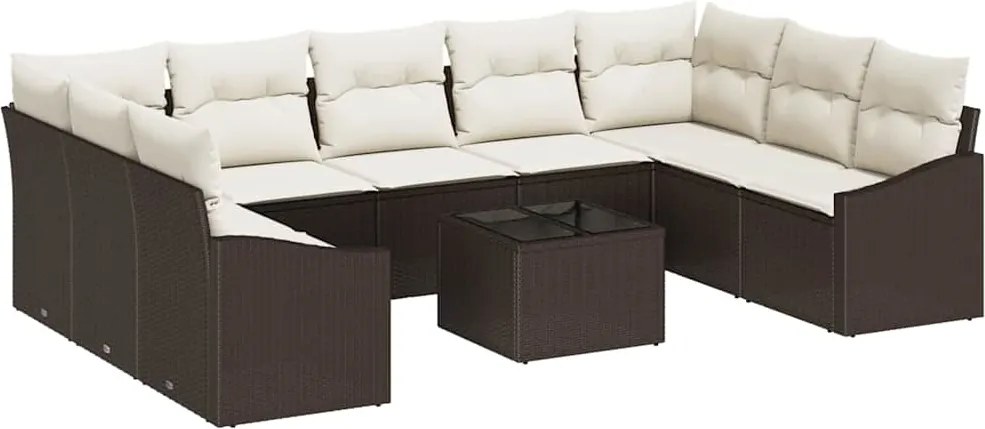 vidaXL Set de canapele pentru grădină Maro și Crem poliratan