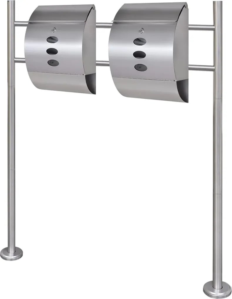 vidaXL Cutie poștală dublă pe suport din oțel inoxidabil