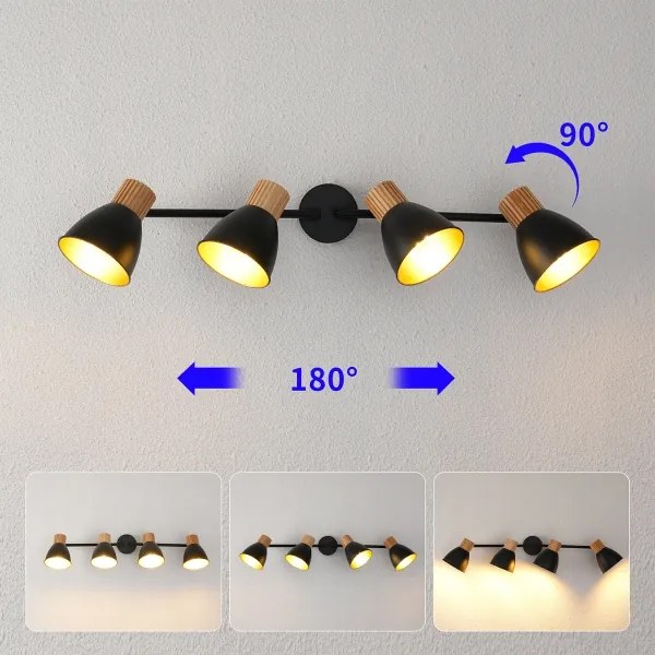 Brilagi - Plafonieră cu spoturi ODENSE 4xE14/10W/230V lemn/negru