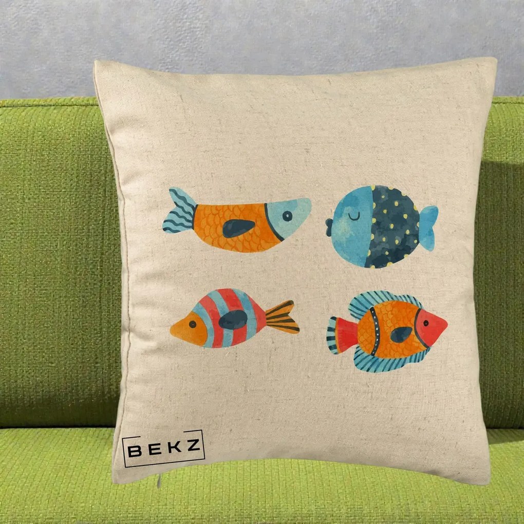 Perna Decorativa Pesti Acuarela, 40x40 cm, Bej, Husa Detasabila, Perna Inclusa, BEKZ®