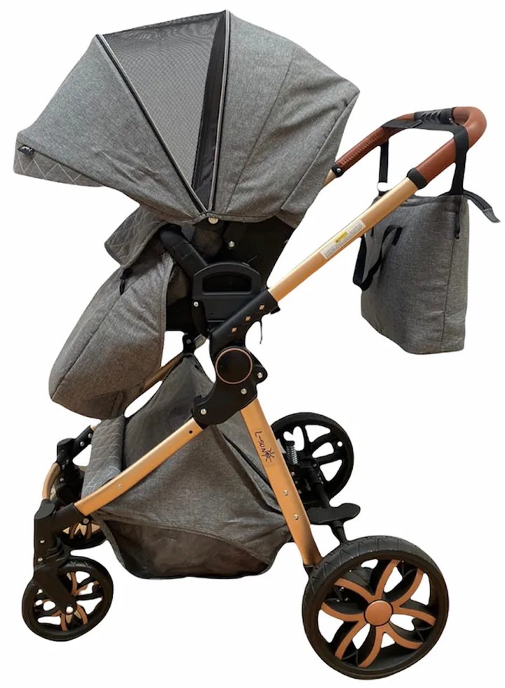 Carucior 3 in 1 cu landou, scoica si geanta, 0-36 luni, Gri - CPC-11-gri