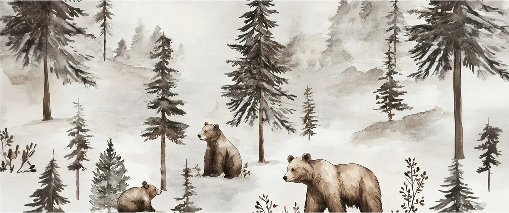 Tablou - Pădure cu Urși (120x50 cm)