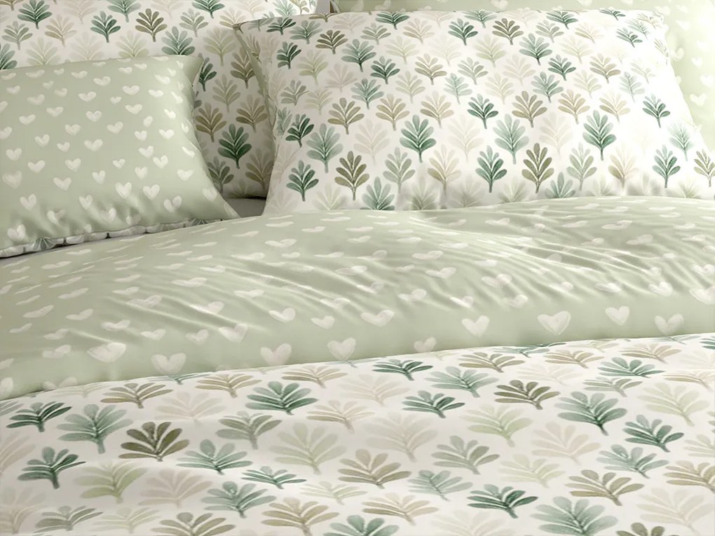 Lenjerie de pat din microfibra HEARTS & TREES verde Dimensiune lenjerie de pat: 70 x 90 cm | 140 x 220 cm
