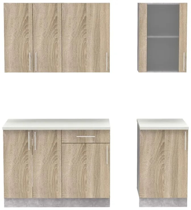 Set mobila bucatarie 4 buc Festa IV Pako World Sonoma 160x60x85 cm