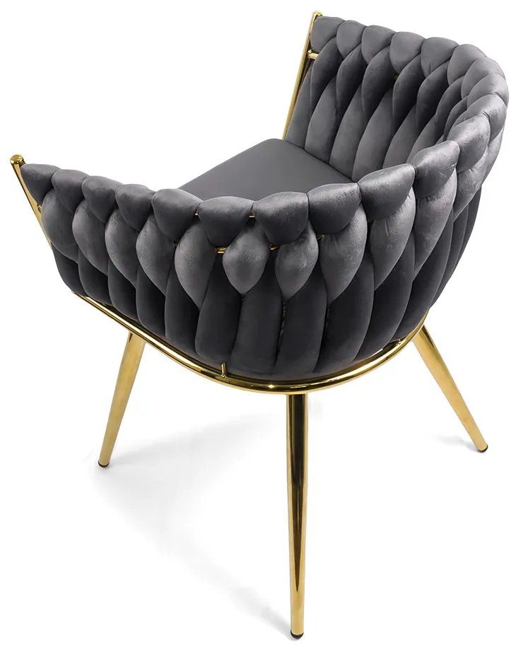 Scaun living din catifea cu picioare aurii BUC 261 gri