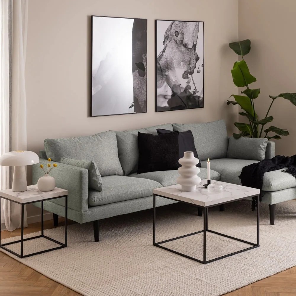 Măsuță de cafea albă cu blat cu aspect de marmură 60x60 cm Barossa – Actona