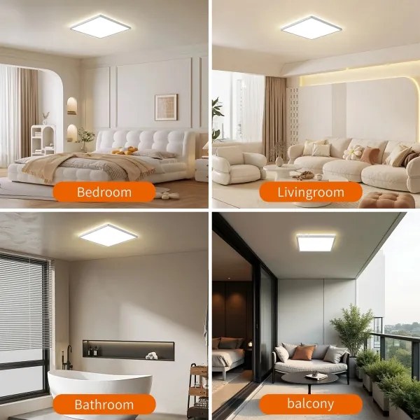 Brilagi - Plafonieră LED pentru baie ULTRA SLIM, 24 W, 230 V, 42x42 cm, argintie, IP54