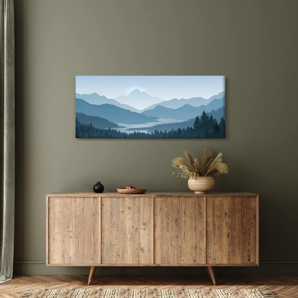 Tablou - Munții cu privirea graficeanului (120x50 cm)