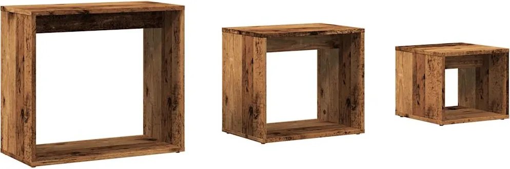 vidaXL Mese suprapuse, 3 buc., lemn vechi, lemn prelucrat