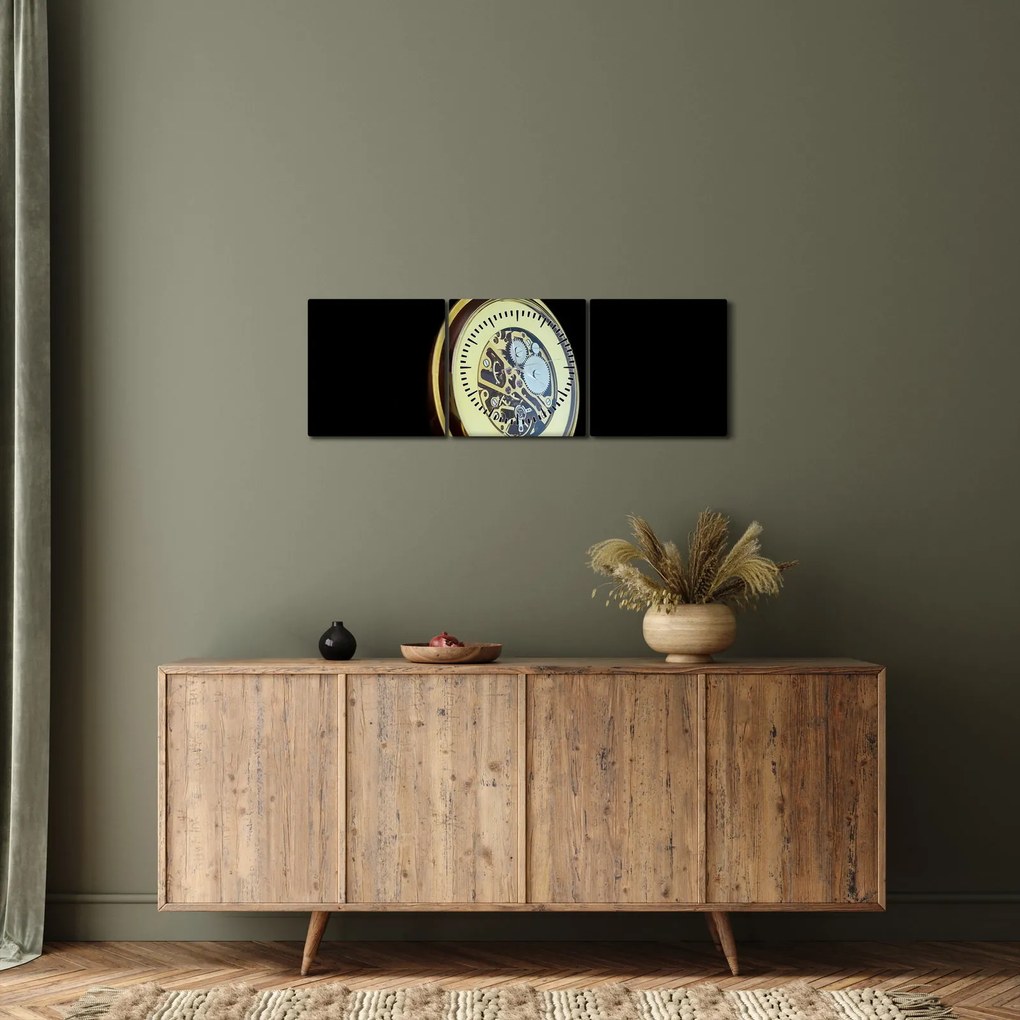 Tablou cu ceas de buzunar de aur (cu ceas) (90x30 cm)