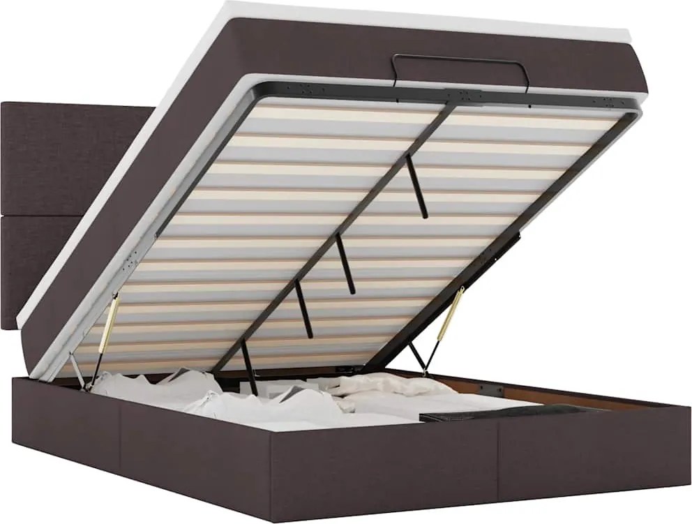vidaXL Cadru de pat otoman cu saltea țesătură maro închis 140x200 cm