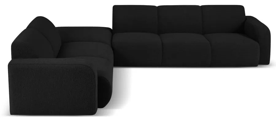 Colțar negru cu tapițerie din stofă bouclé (colț stânga) Molino – Micadoni Home