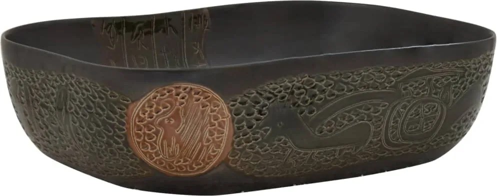 vidaXL Lavoar de blat, negru, 48x37,5x13,5 cm, ceramică, dreptunghi
