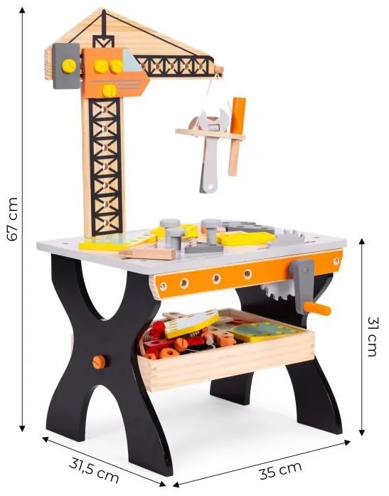 Atelier din lemn pentru copii, masă de instrumente ECOTOYS