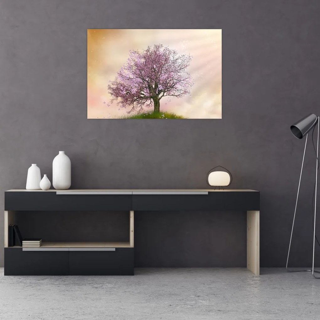 Tablou - Copacul înflorit în deal (90x60 cm)