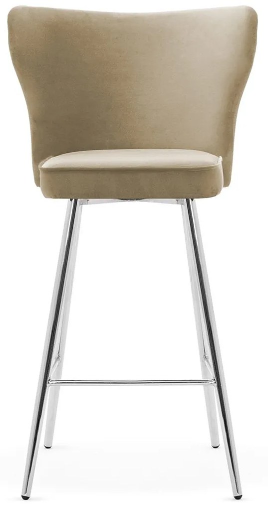 Scaun de bar Modena bej picioare silver - H60 cm