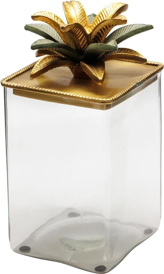 Cutie decorativa, din sticla si alama, H21cm, Palmas