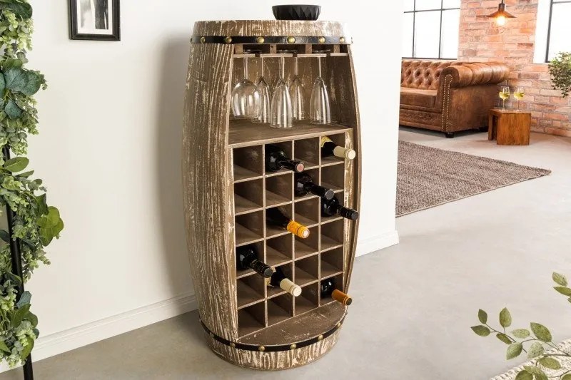 Butoi suport pentru sticle si pahare de vin Bodega 97cm natur