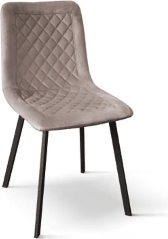 SET 4 Scaune Slim, structura metalica, catifea - STANDARD - NEGRU - BEJ - CATIFEA